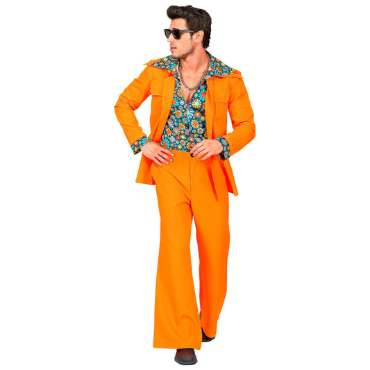 "THE 70s DISCO STYLE - orange" (Jackett mit Hemd, Hose) – Vorderansicht