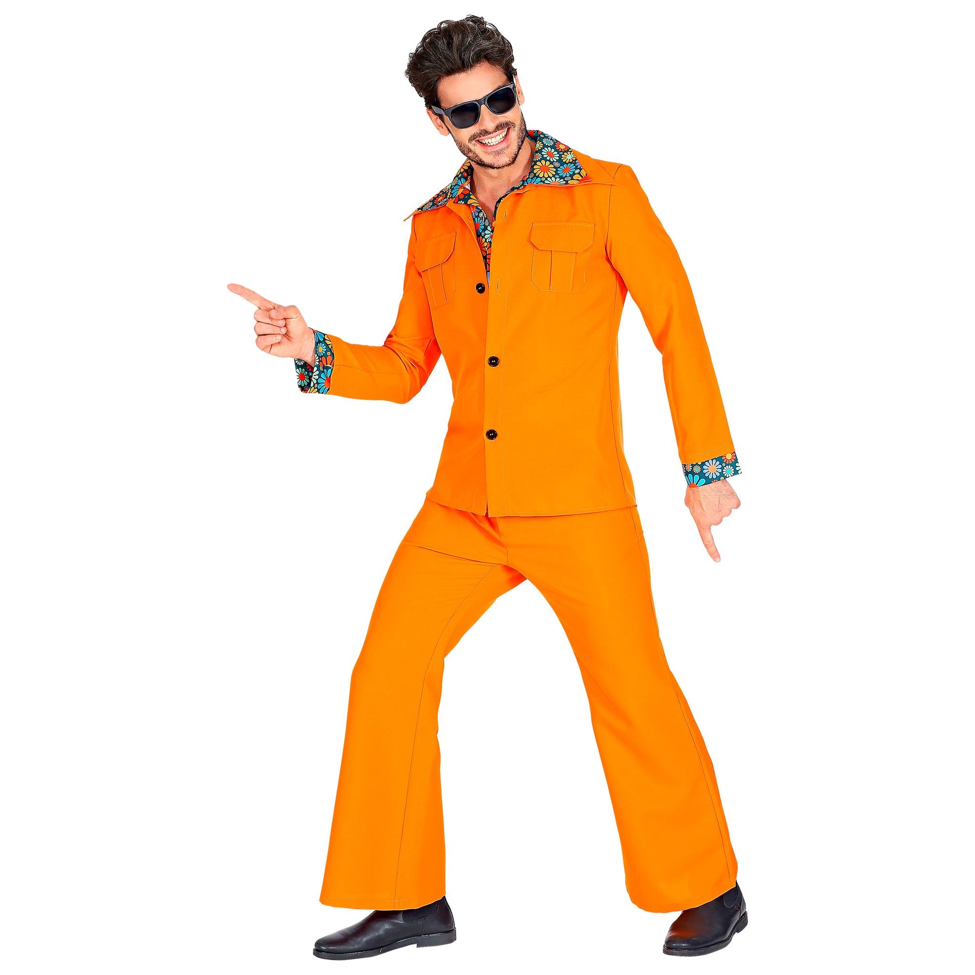 "THE 70s DISCO STYLE - orange" (Jackett mit Hemd, Hose) – Detailansicht