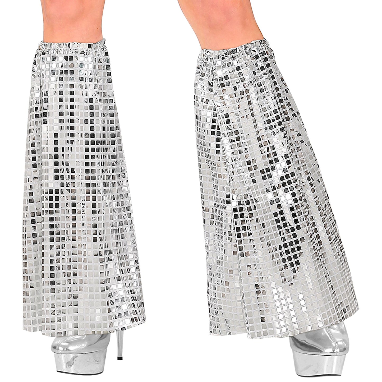 "THE 70s DISCO STYLE" (Silberne Pailletten Stulpen) – Vorderansicht