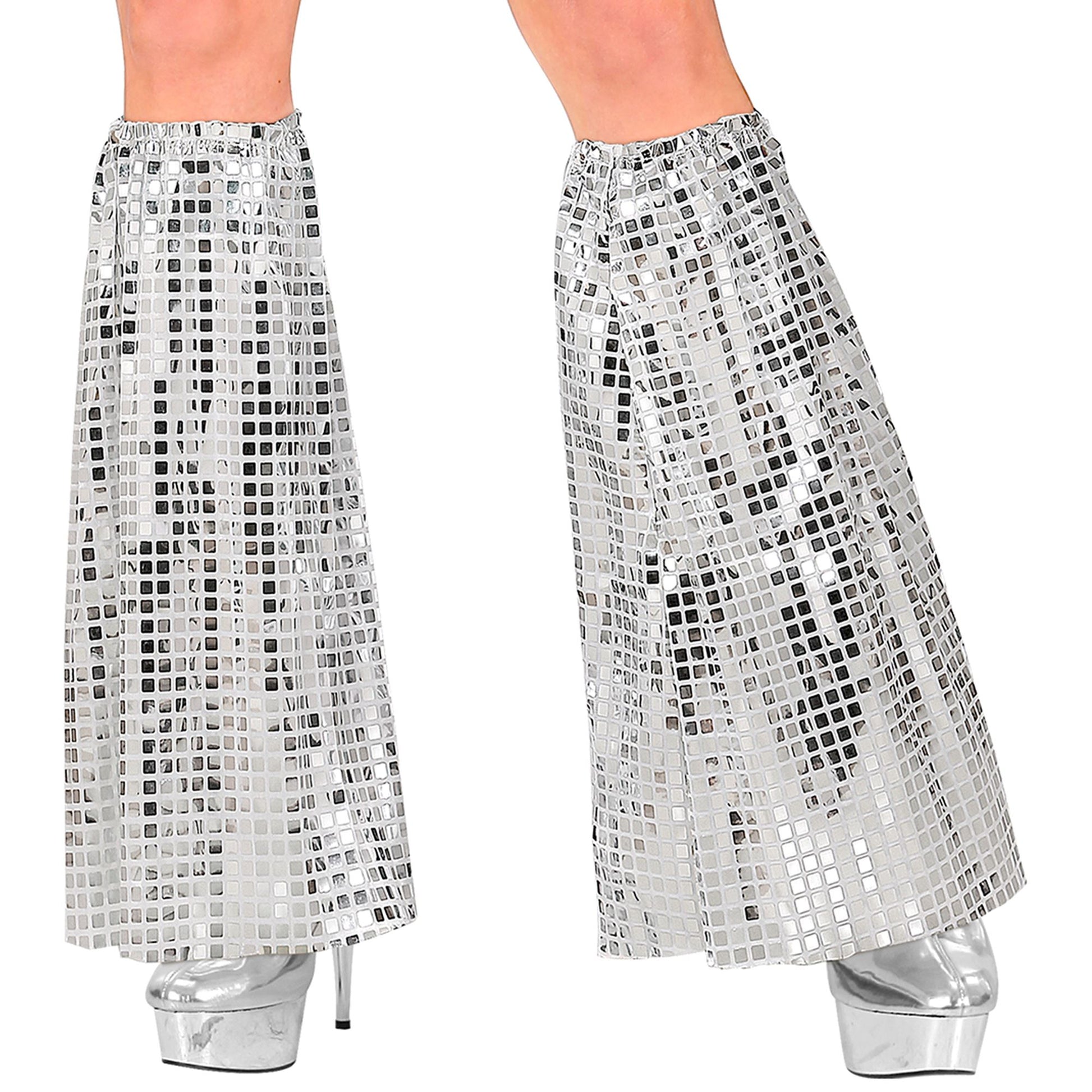 "THE 70s DISCO STYLE" (Silberne Pailletten Stulpen) – Vorderansicht