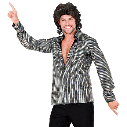 "THE 70s DISCO STYLE - silver squares" (Hemd) – Vorderansicht