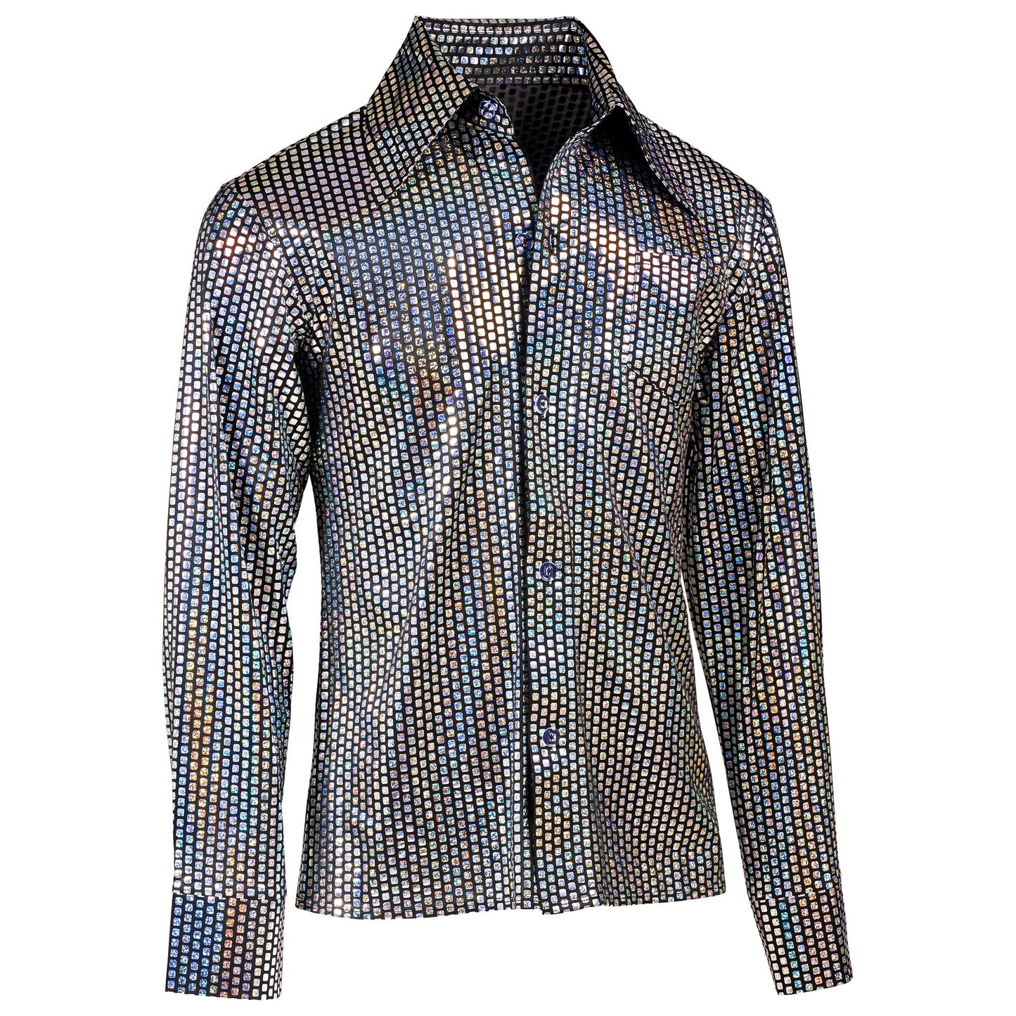 "THE 70s DISCO STYLE - silver squares" (Hemd) – Ansicht 4