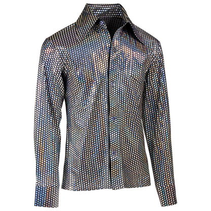 "THE 70s DISCO STYLE - silver squares" (Hemd) – Ansicht 4