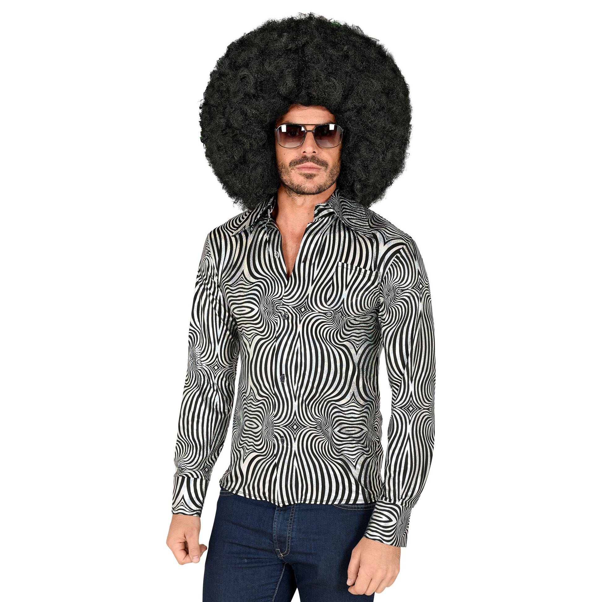 "THE 70s DISCO STYLE - silver waves" (Hemd) – Detailansicht