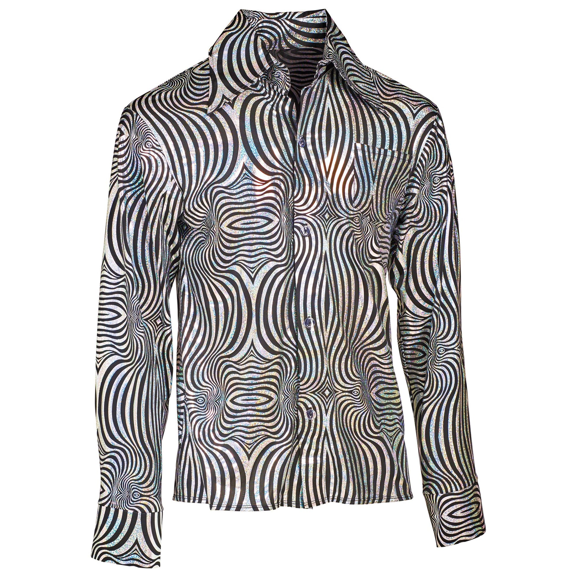"THE 70s DISCO STYLE - silver waves" (Hemd) – Ansicht 4
