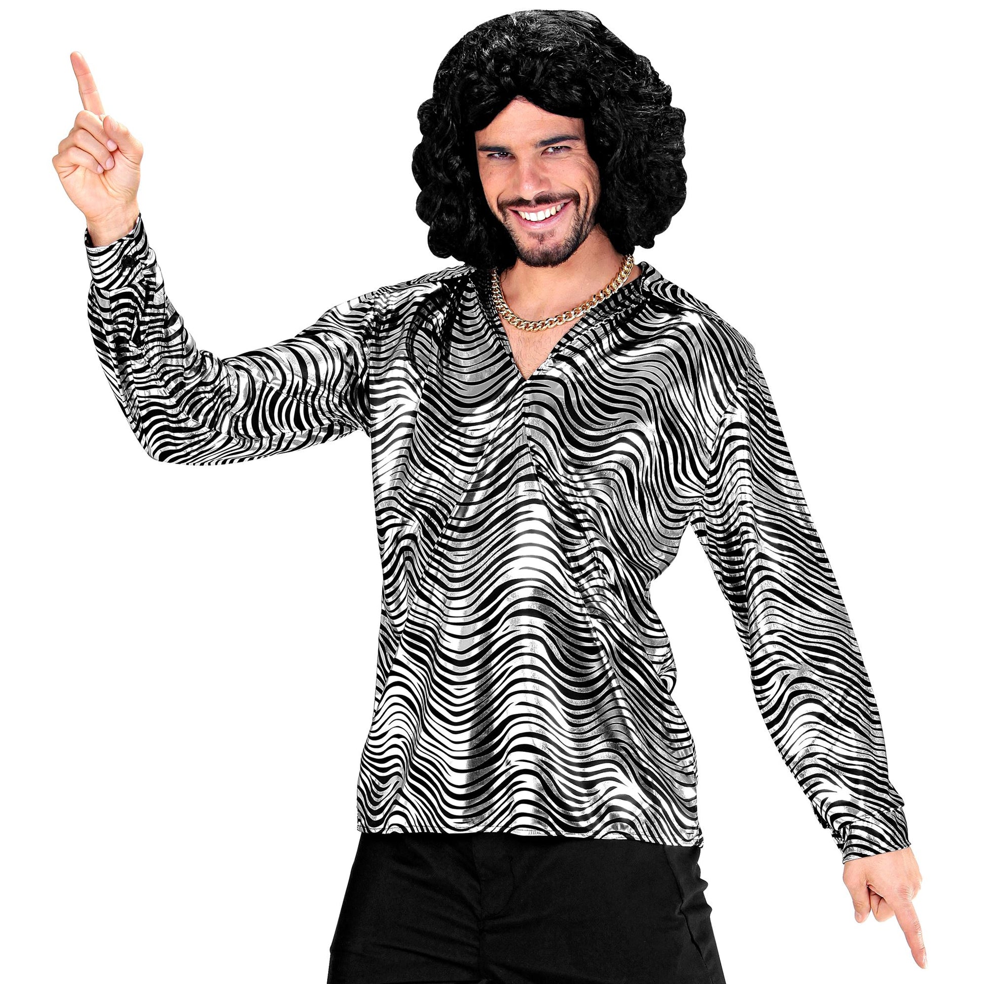 "THE 70s DISCO STYLE - silver waves" (Hemd) – Detailansicht