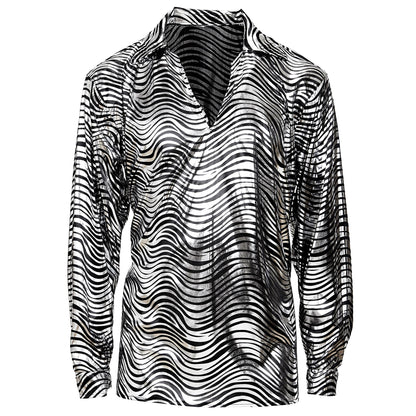 "THE 70s DISCO STYLE - silver waves" (Hemd) – Ansicht 4