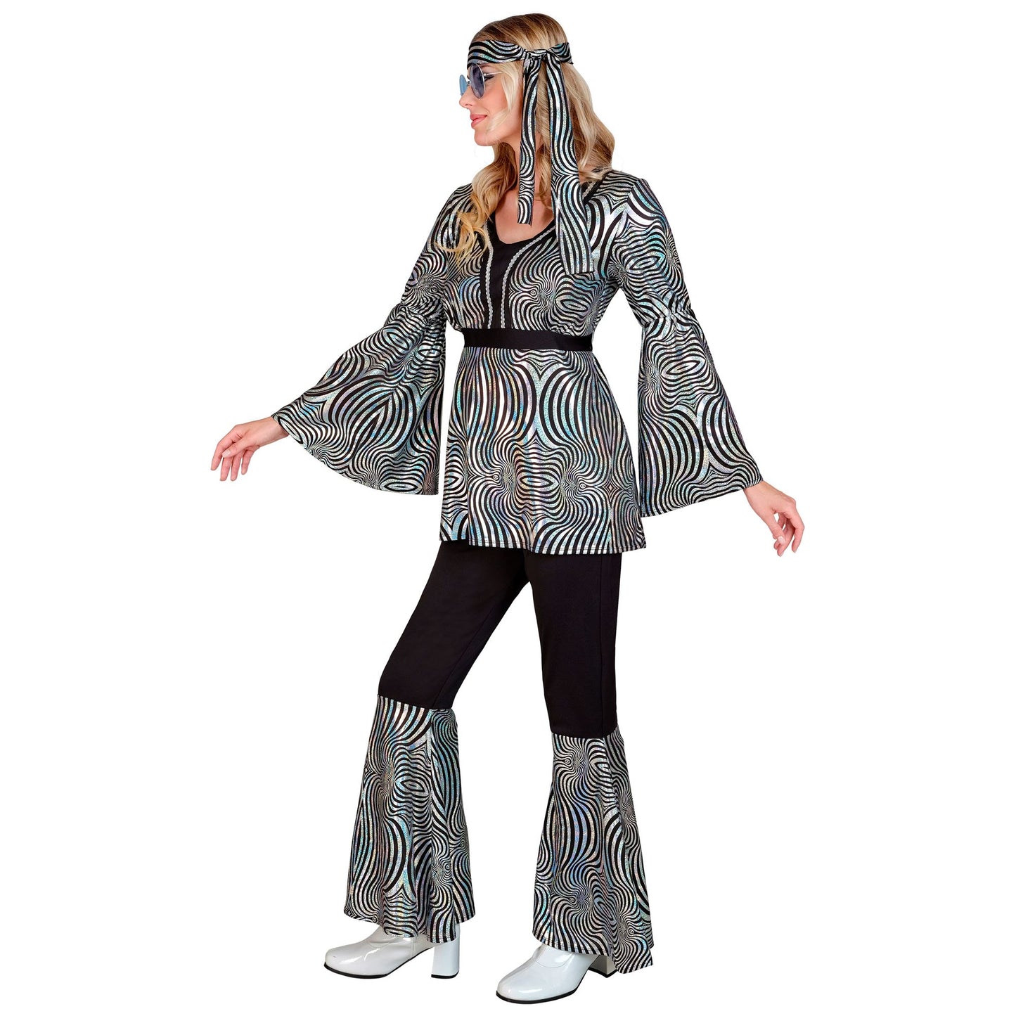 "THE 70s DISCO STYLE - silver waves" (Oberteil, Hose, Stirnband) – Ansicht 3