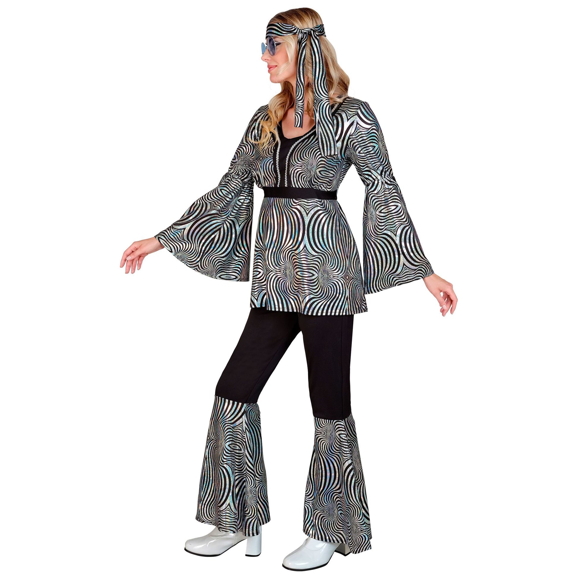 "THE 70s DISCO STYLE - silver waves" (Oberteil, Hose, Stirnband) – Ansicht 3