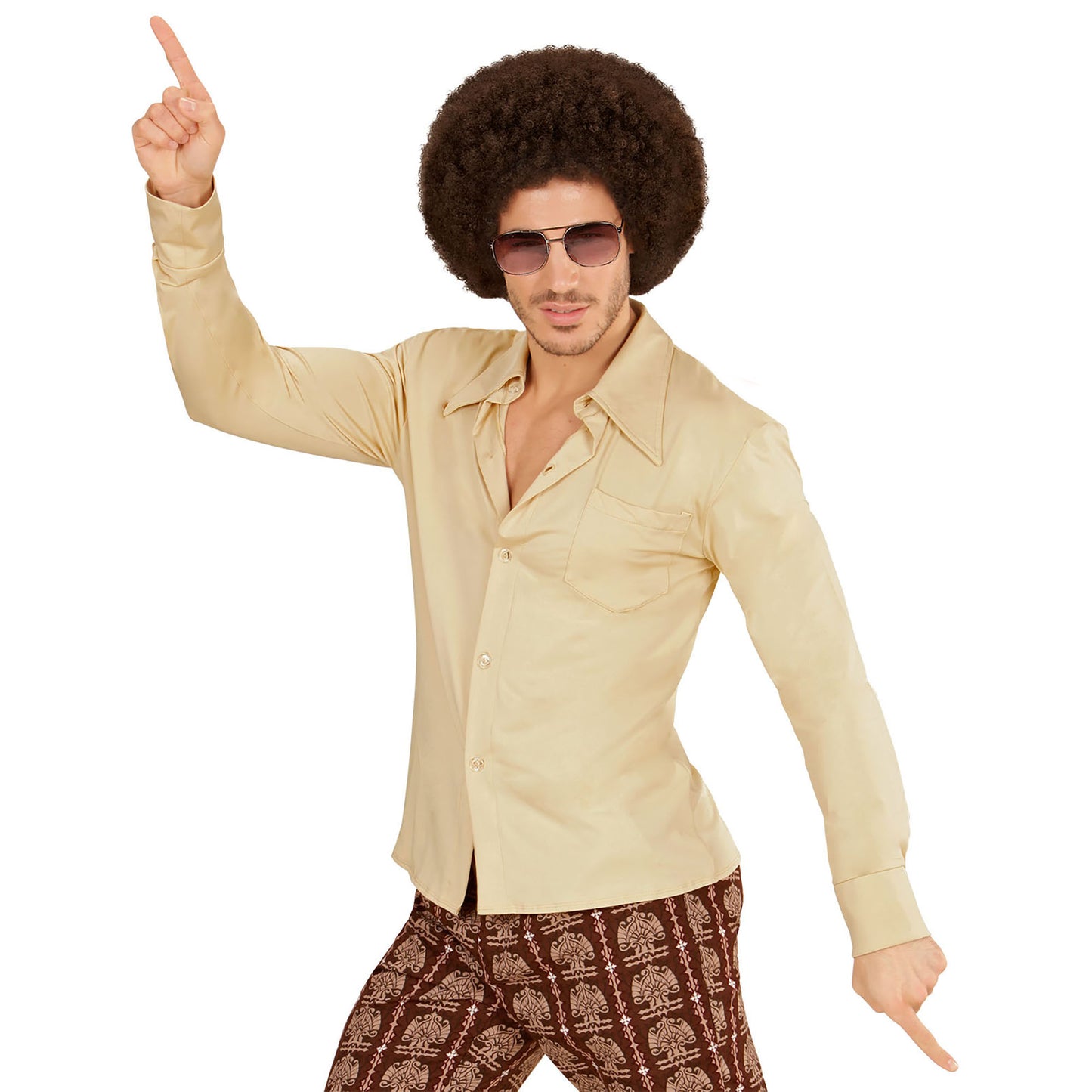 "THE 70s GROOVY STYLE - beige" (Hemd) – Vorderansicht