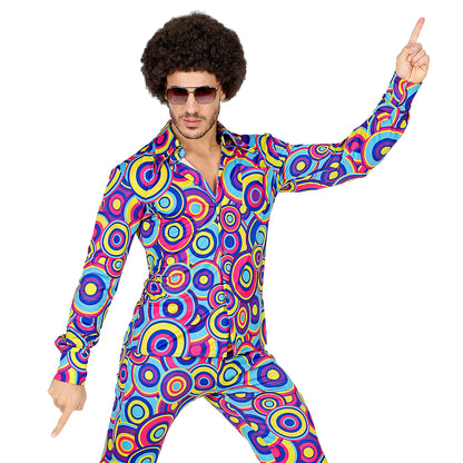 "THE 70s GROOVY STYLE - blue bubbles" (Hemd) – Detailansicht