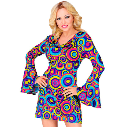 "THE 70s GROOVY STYLE - blue bubbles" (Kleid) – Vorderansicht