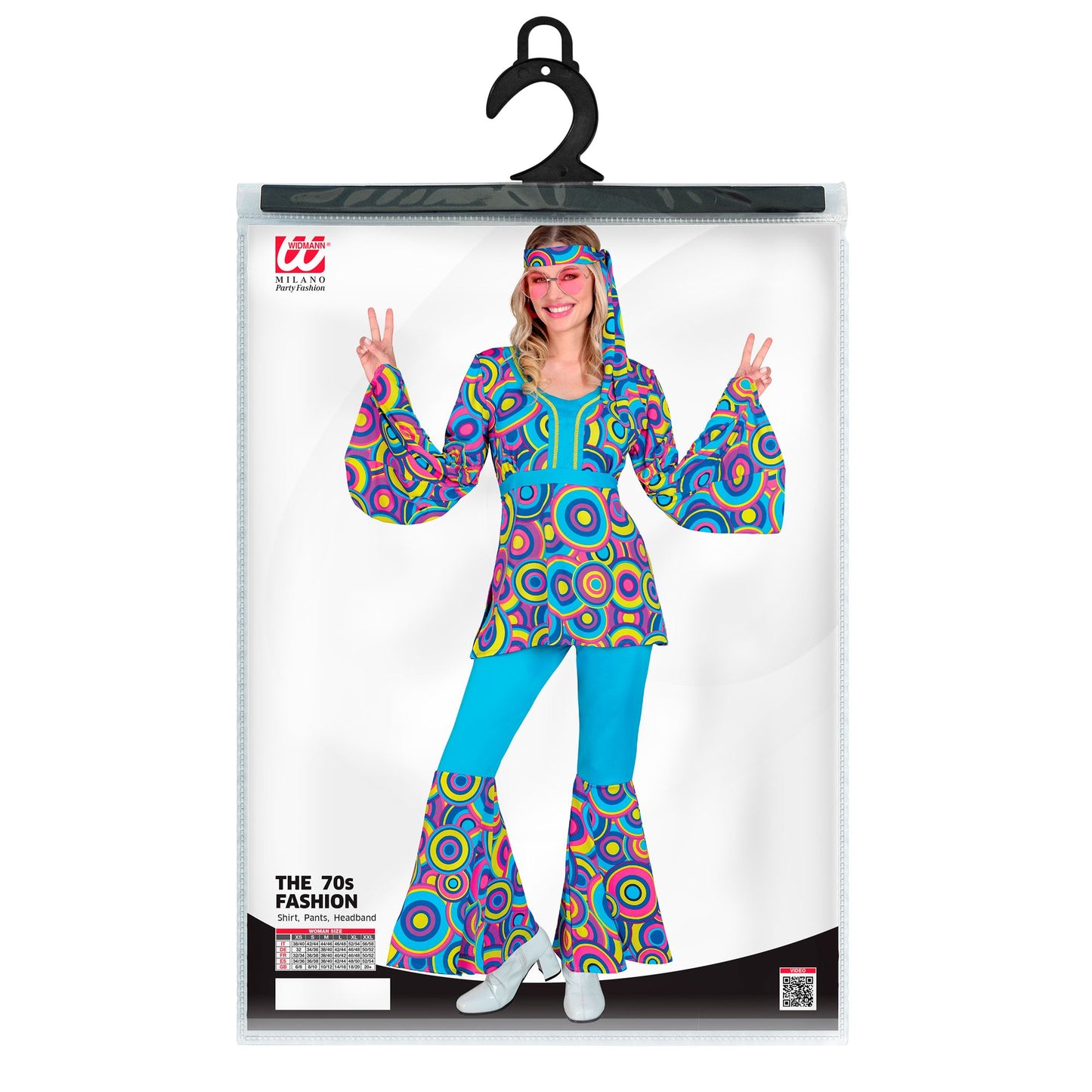 "THE 70s GROOVY STYLE - blue bubbles" (Oberteil, Hose, Stirnband) – Detailansicht