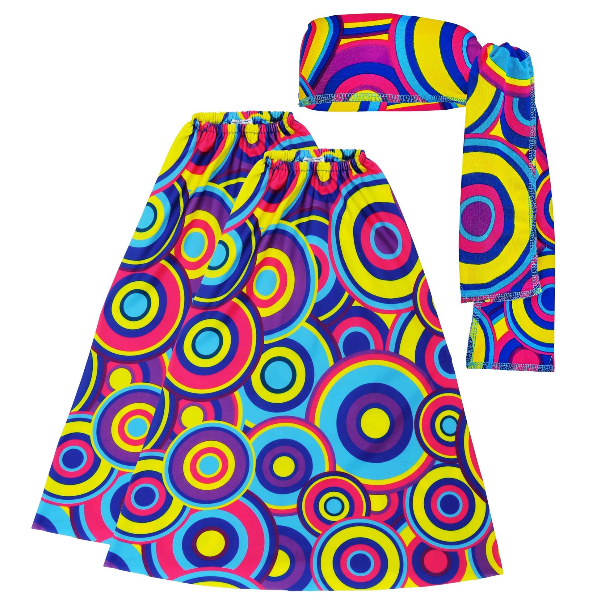 "THE 70s GROOVY STYLE - blue bubbles" (Stirnband & Stulpen) – Vorderansicht