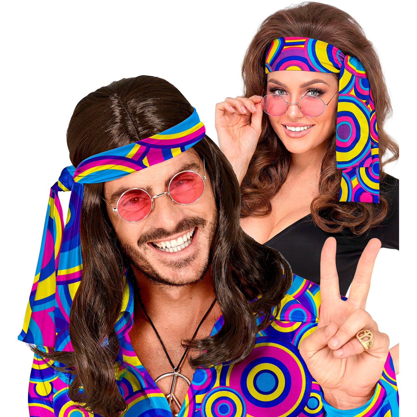 "THE 70s GROOVY STYLE - blue bubbles" (Stirnband) – Vorderansicht