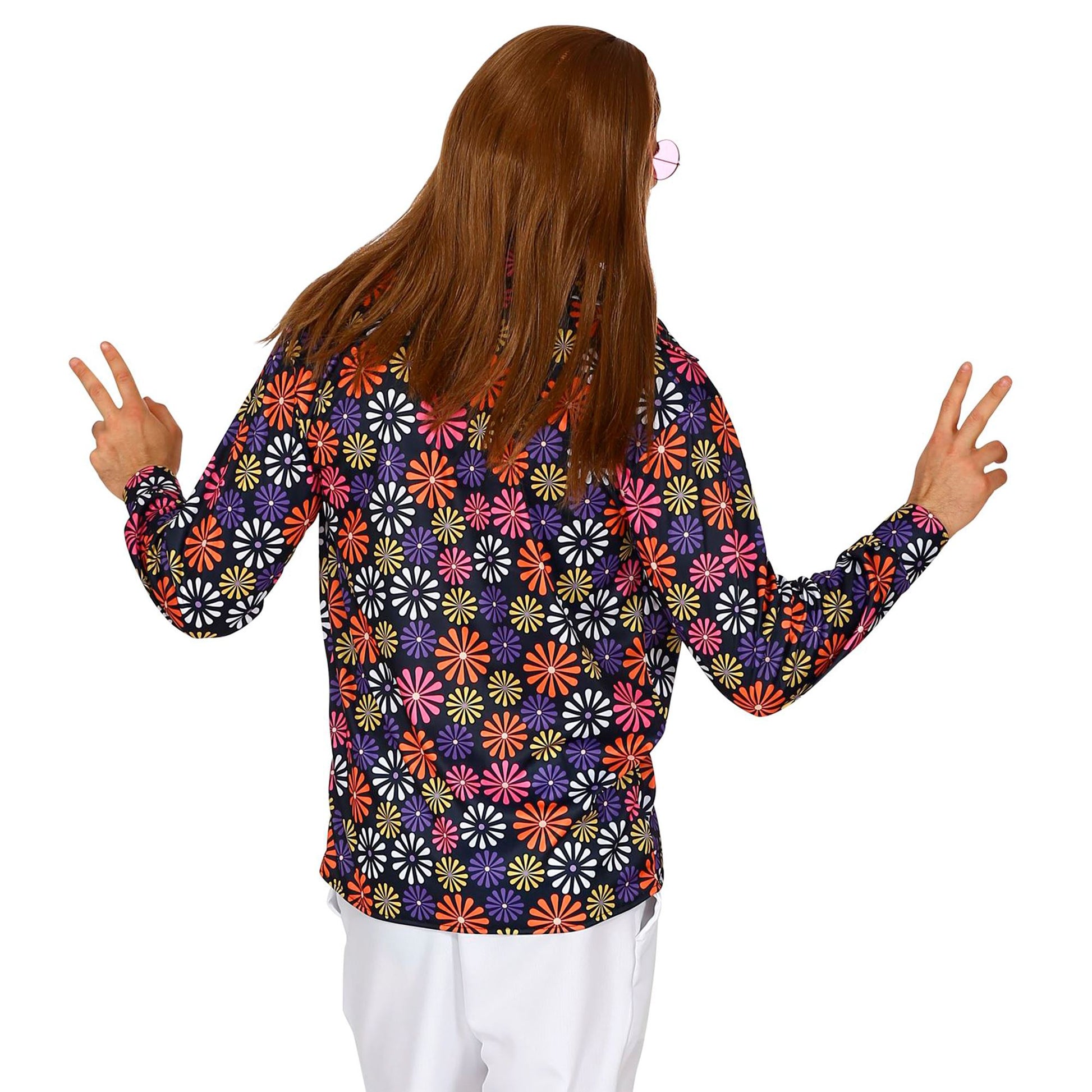 "THE 70s GROOVY STYLE - blue flowers" (Hemd) – Ansicht 3
