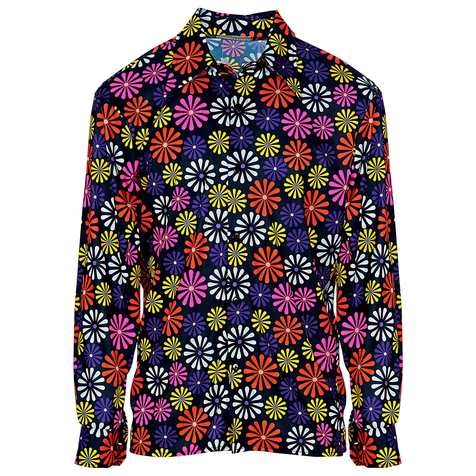 "THE 70s GROOVY STYLE - blue flowers" (Hemd) – Ansicht 4