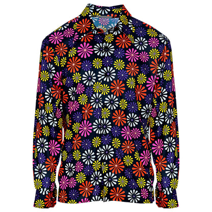 "THE 70s GROOVY STYLE - blue flowers" (Hemd) – Ansicht 4