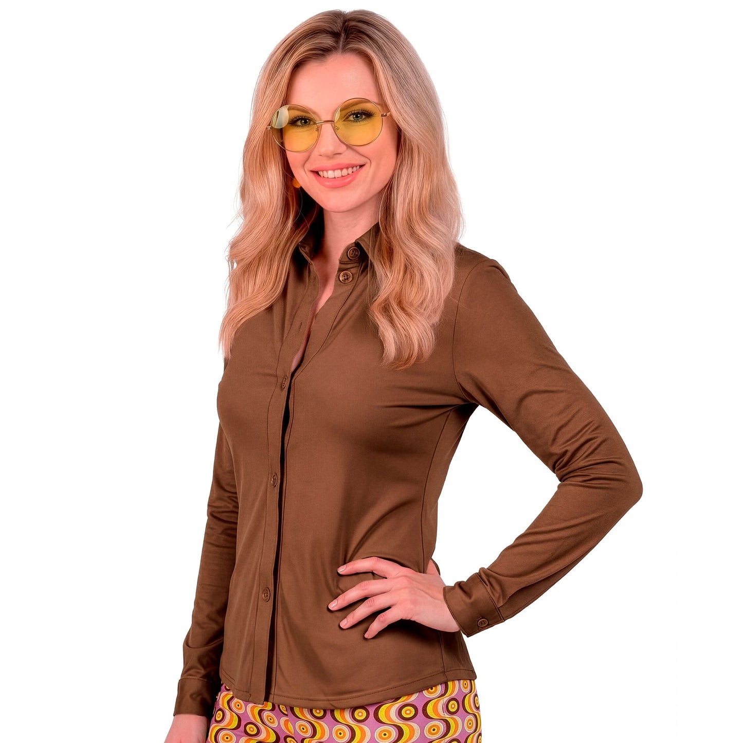 "THE 70s GROOVY STYLE -braun" (Bluse) – Vorderansicht