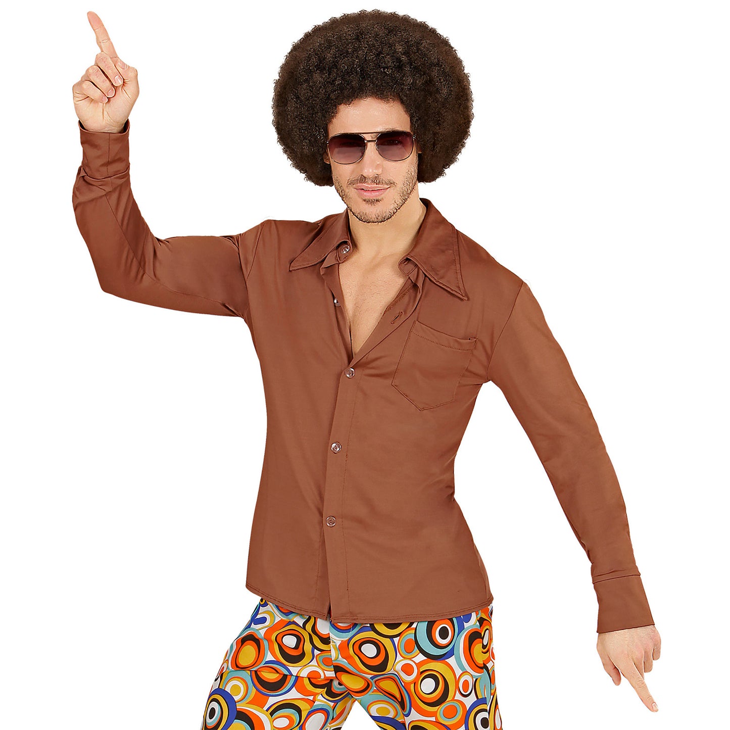 "THE 70s GROOVY STYLE - braun" (Hemd) – Vorderansicht