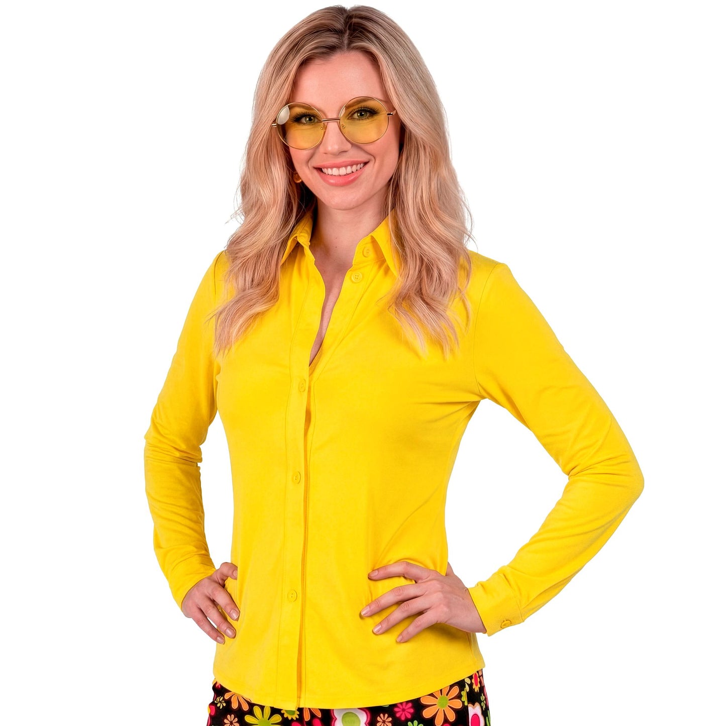 "THE 70s GROOVY STYLE -gelb" (Bluse) – Vorderansicht