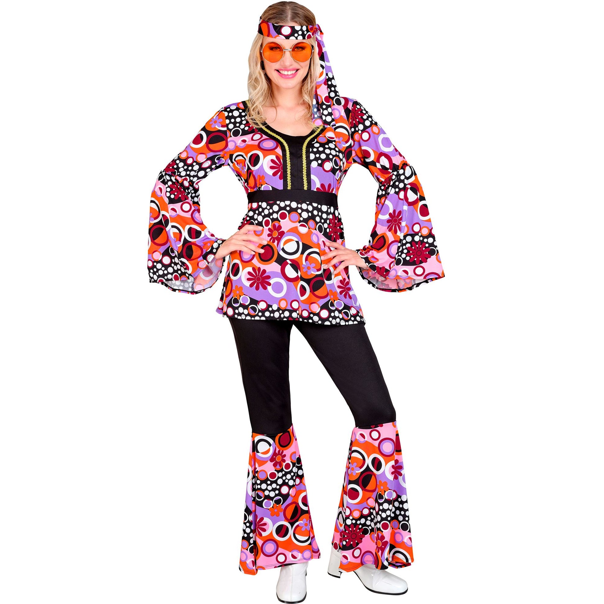 "THE 70s GROOVY STYLE - pink tiny bubbles" (Oberteil, Hose, Stirnband) – Detailansicht