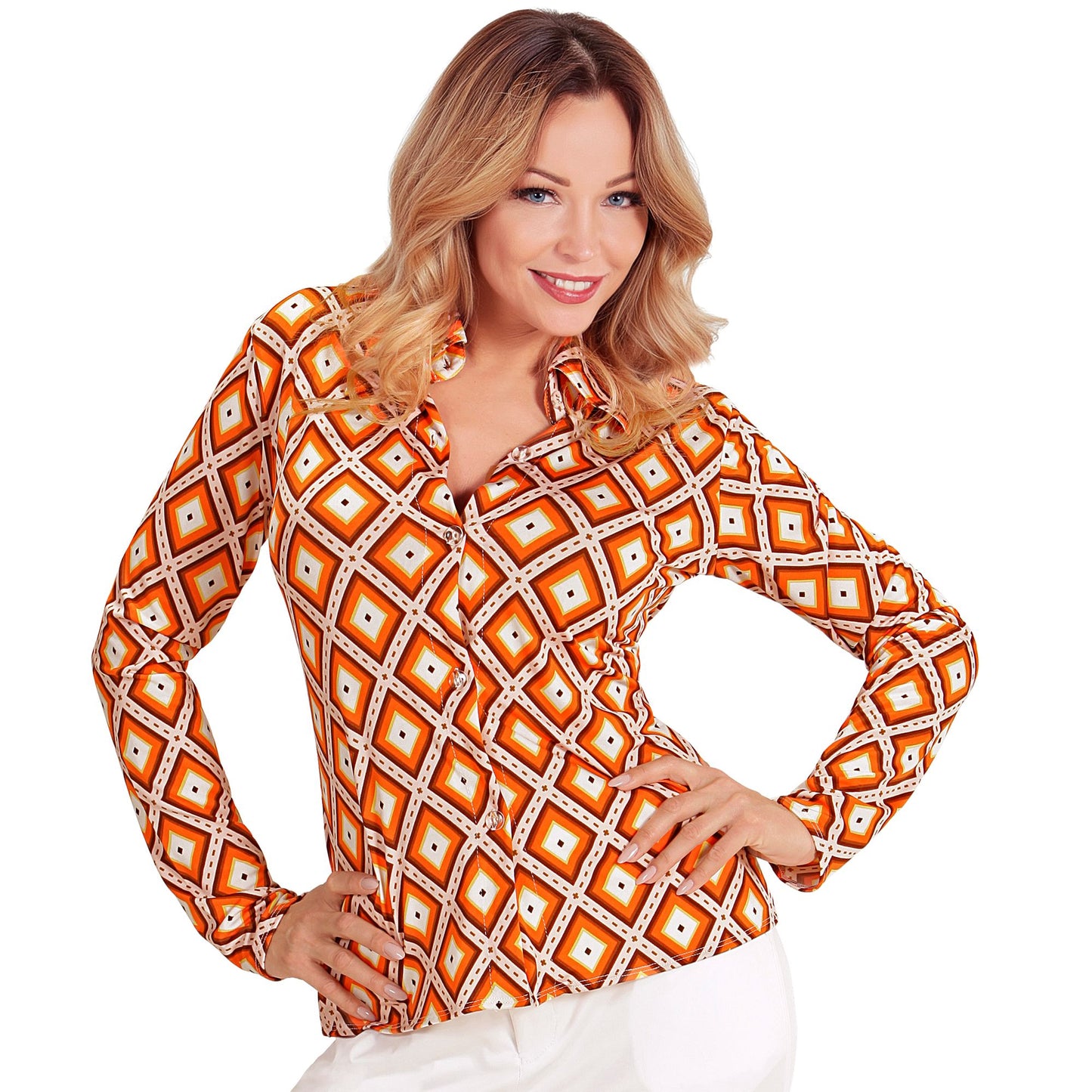"THE 70s GROOVY STYLE -rhombus" (Bluse) – Vorderansicht