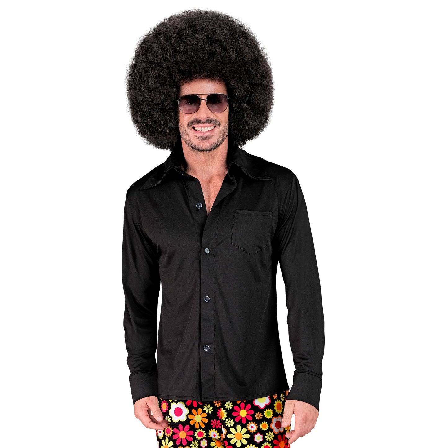 "THE 70s GROOVY STYLE - schwarz" (Hemd) – Vorderansicht