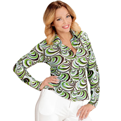 "THE 70s GROOVY STYLE -waves" (Bluse) – Vorderansicht