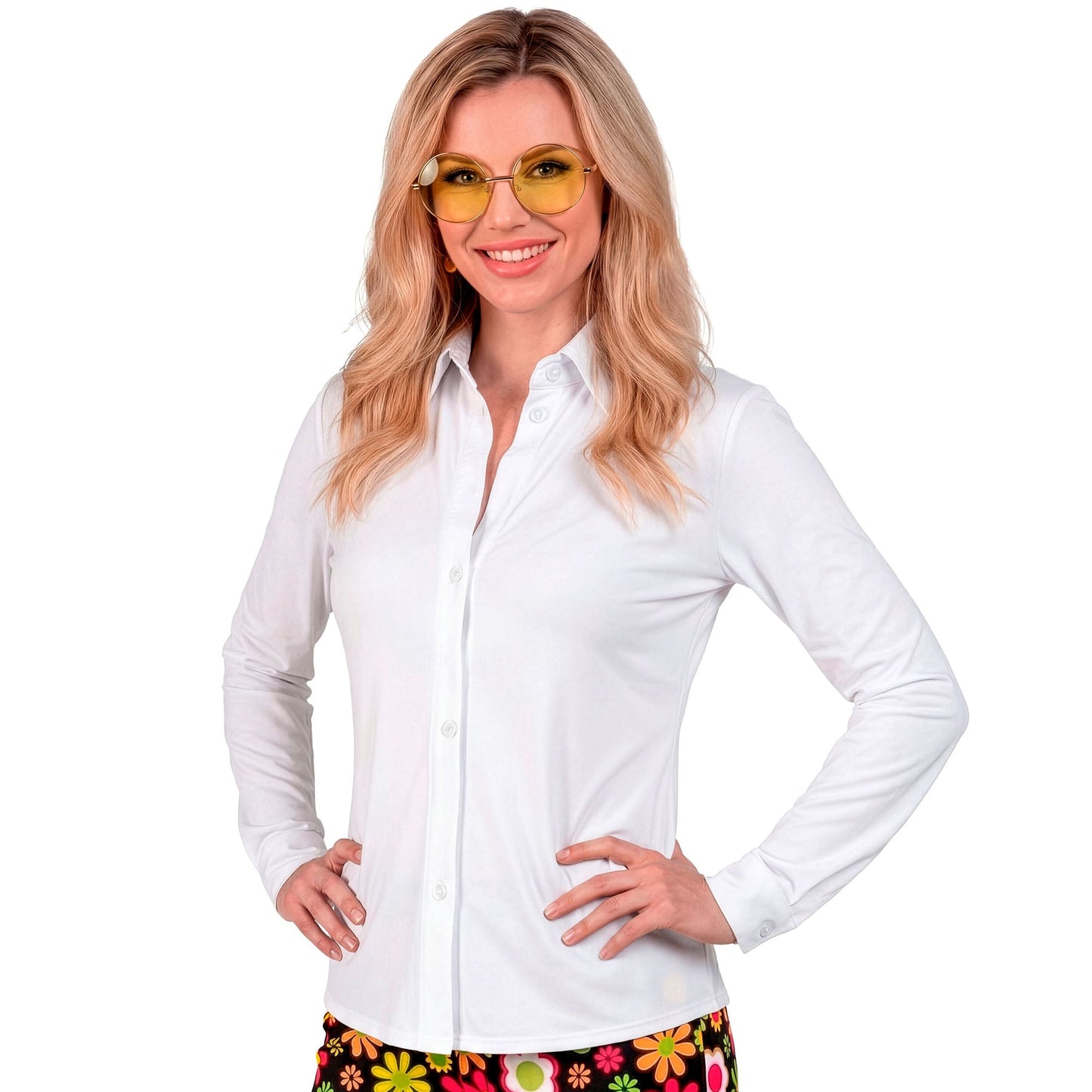 "THE 70s GROOVY STYLE -weiß" (Bluse) – Vorderansicht