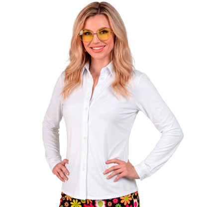 "THE 70s GROOVY STYLE -weiß" (Bluse) – Vorderansicht
