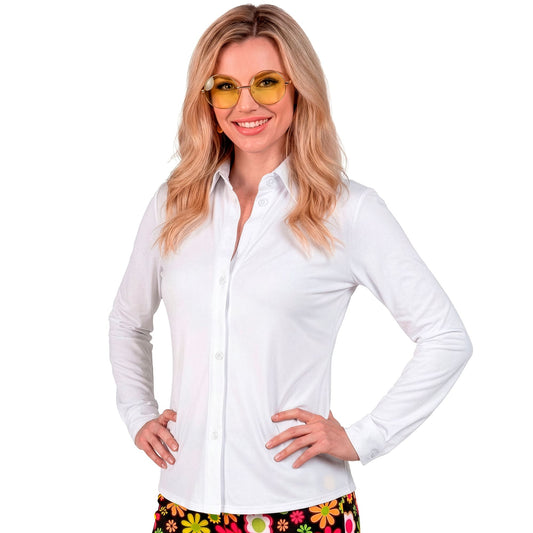 "THE 70s GROOVY STYLE -weiß" (Bluse) – Vorderansicht