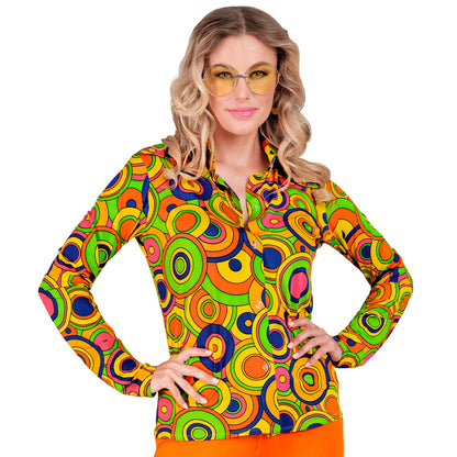 "THE 70s GROOVY STYLE - yellow circles" (Bluse) – Vorderansicht