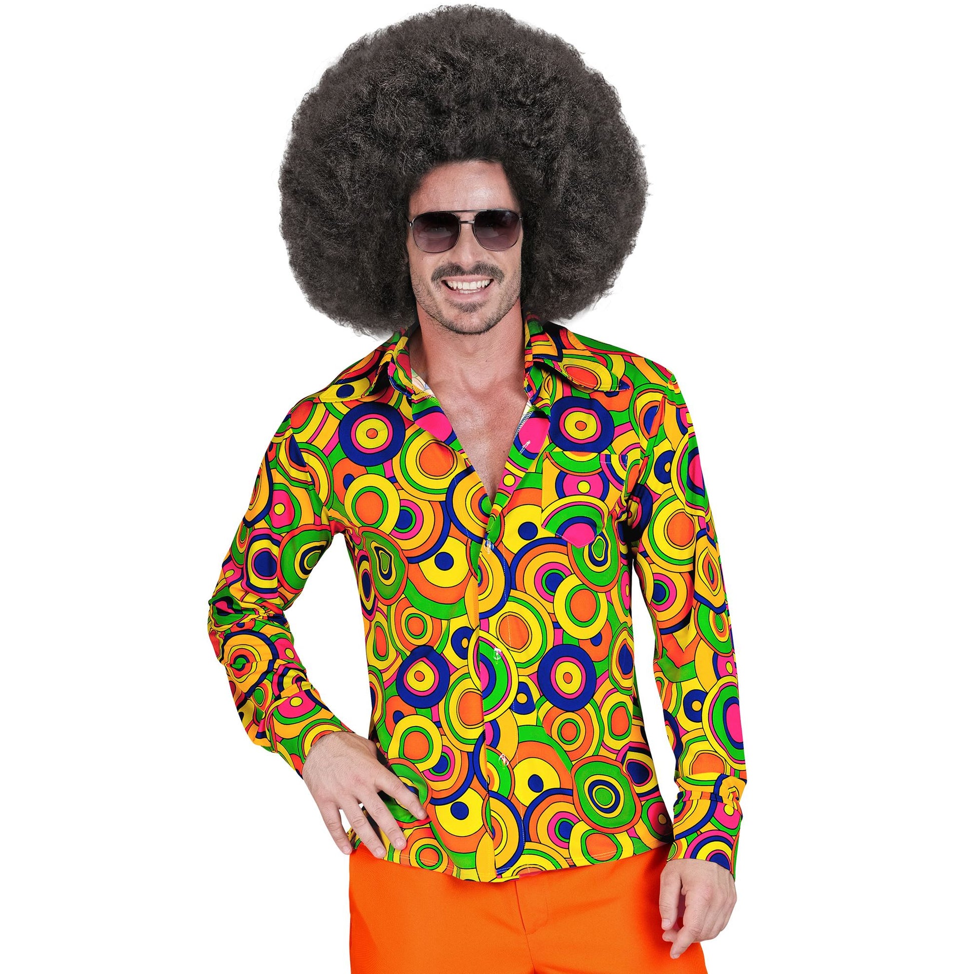 "THE 70s GROOVY STYLE - yellow circles" (Hemd) – Vorderansicht
