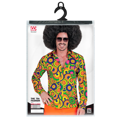 "THE 70s GROOVY STYLE - yellow circles" (Hemd) – Detailansicht