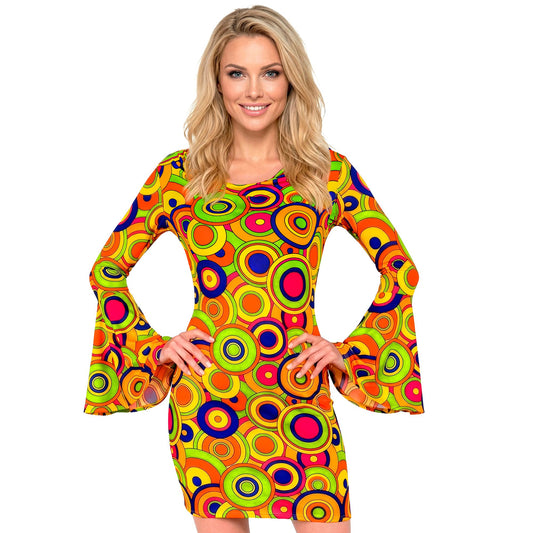 "THE 70s GROOVY STYLE - yellow circles" (Kleid) – Vorderansicht