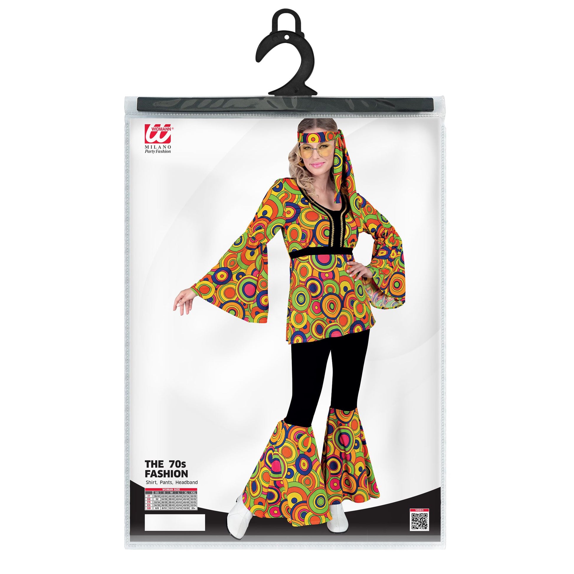 "THE 70s GROOVY STYLE - yellow circles" (Oberteil, Hose, Stirnband) – Detailansicht