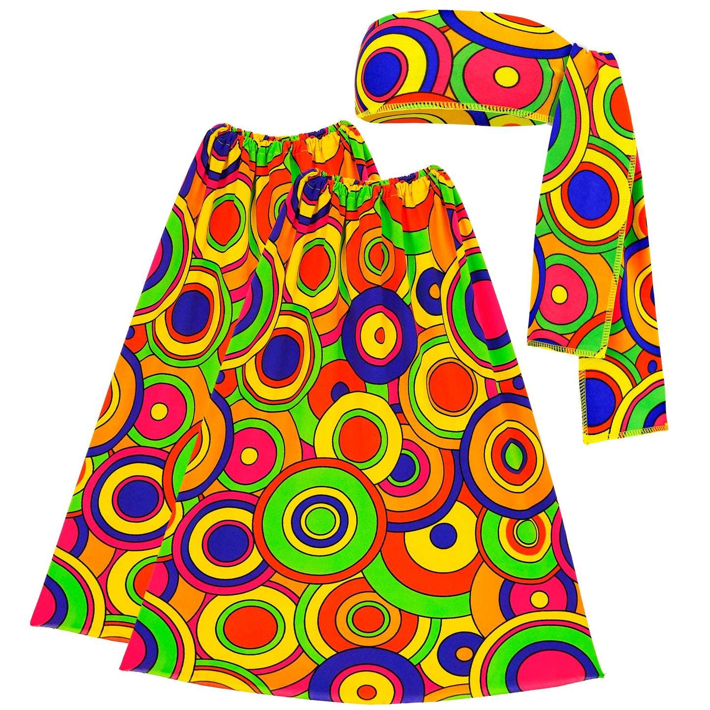 "THE 70s GROOVY STYLE - yellow circles" (Stirnband & Stulpen) – Vorderansicht