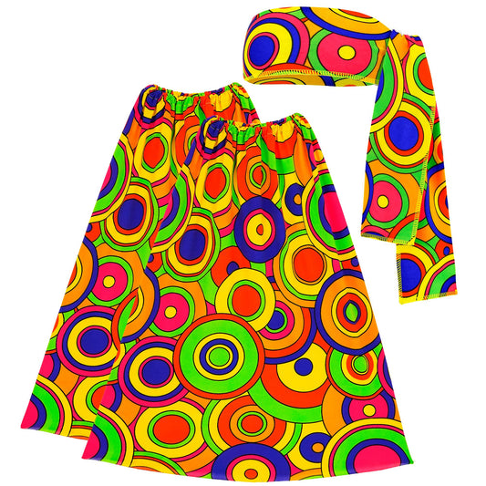 "THE 70s GROOVY STYLE - yellow circles" (Stirnband & Stulpen) – Vorderansicht