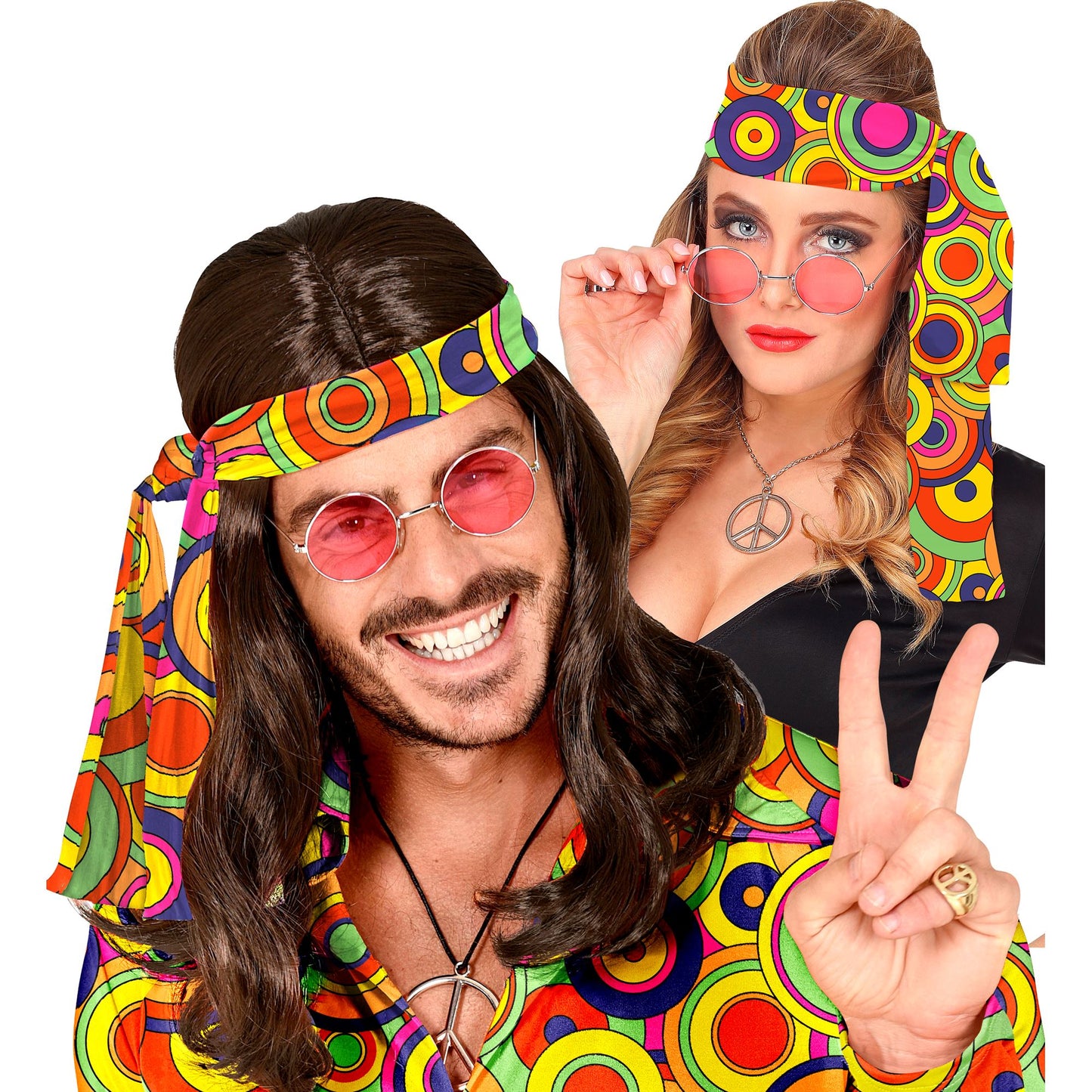 "THE 70s GROOVY STYLE - yellow circles" (Stirnband) – Vorderansicht