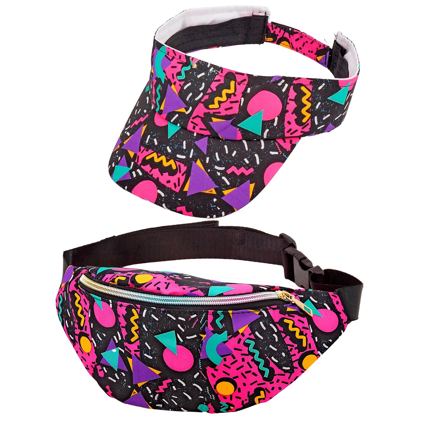 "The 80s FUNKY FASHION - funky black" (Schirmmütze & Gürteltasche) – Vorderansicht