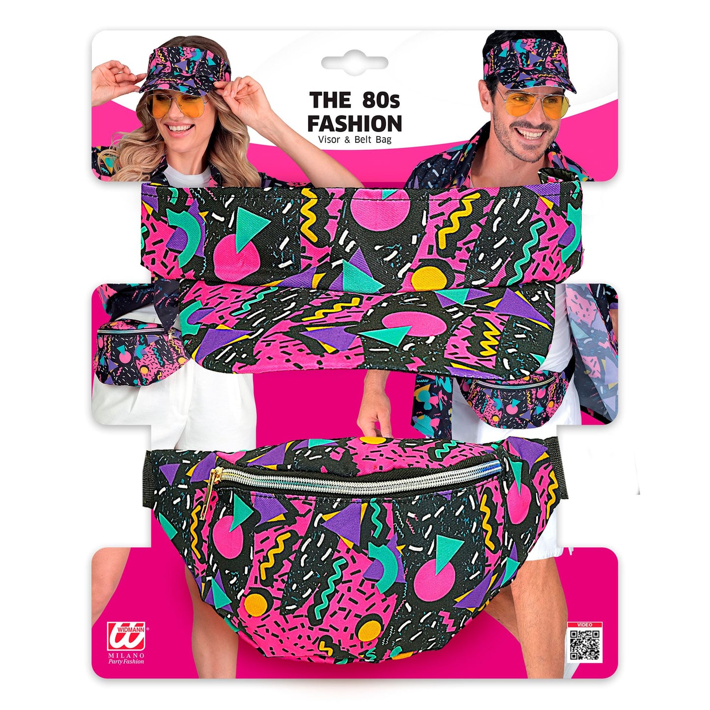 "The 80s FUNKY FASHION - funky black" (Schirmmütze & Gürteltasche) – Detailansicht