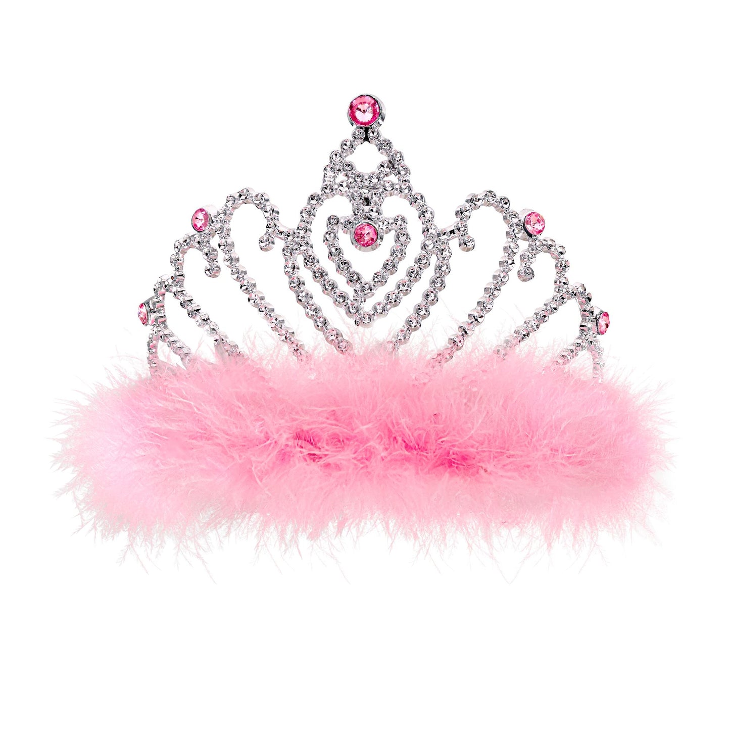 "TIARA MIT ROSA MARABOU" – Vorderansicht
