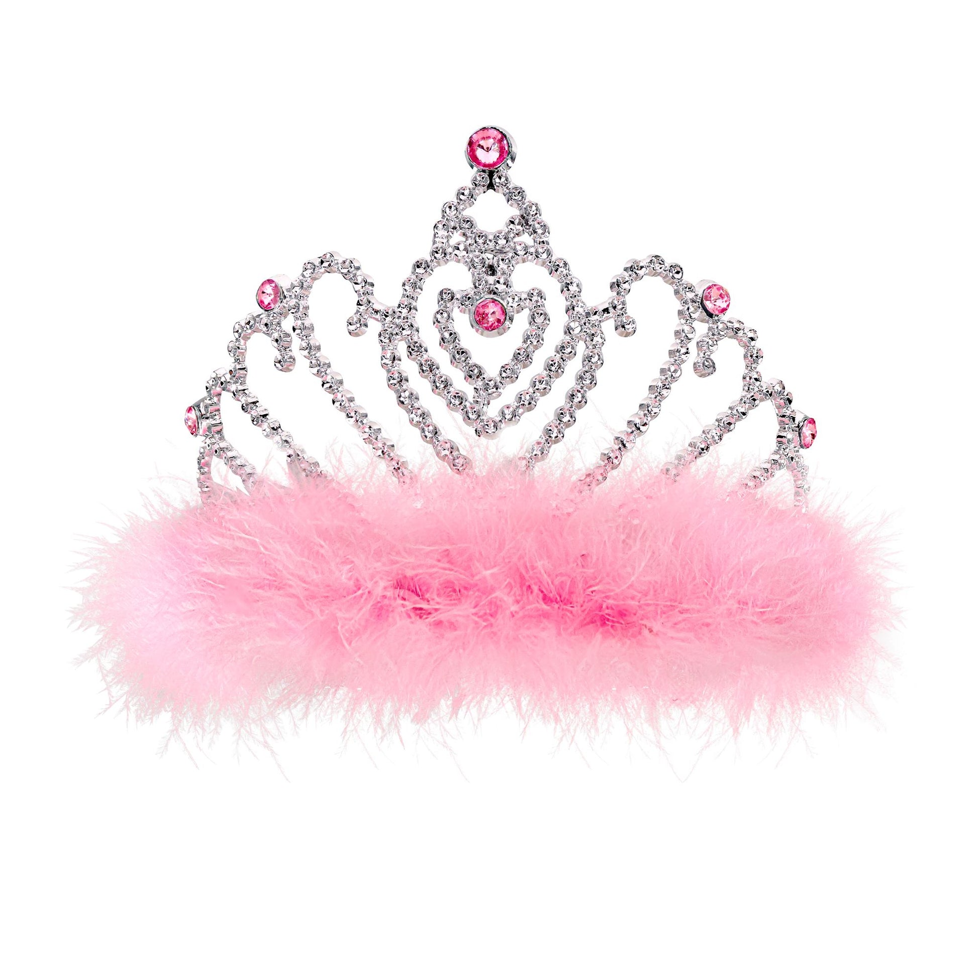 "TIARA MIT ROSA MARABOU" – Vorderansicht