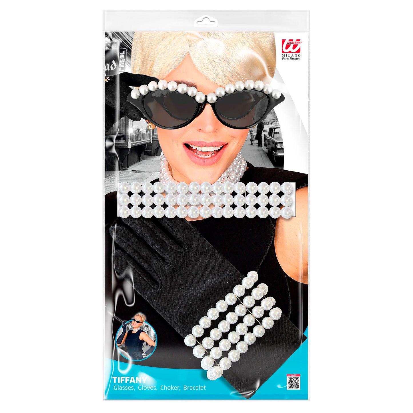 "TIFFANY SET" (Brille, Handschuhe, Halskette, Armband) – Detailansicht