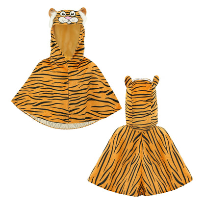 "TIGER AUS PLÜSCH" (Poncho mit Kapuze) – Detailansicht