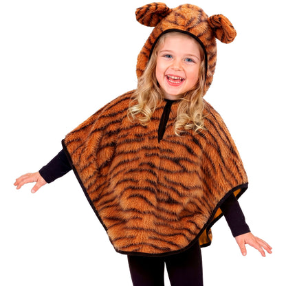 "TIGER AUS PLÜSCH" (Poncho mit Kapuze) – Vorderansicht