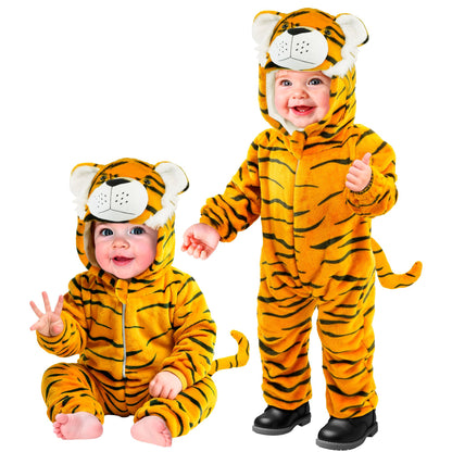 "TIGER SAMT PLÜSCHKOSTÜM" (Overall mit Kapuze) – Vorderansicht