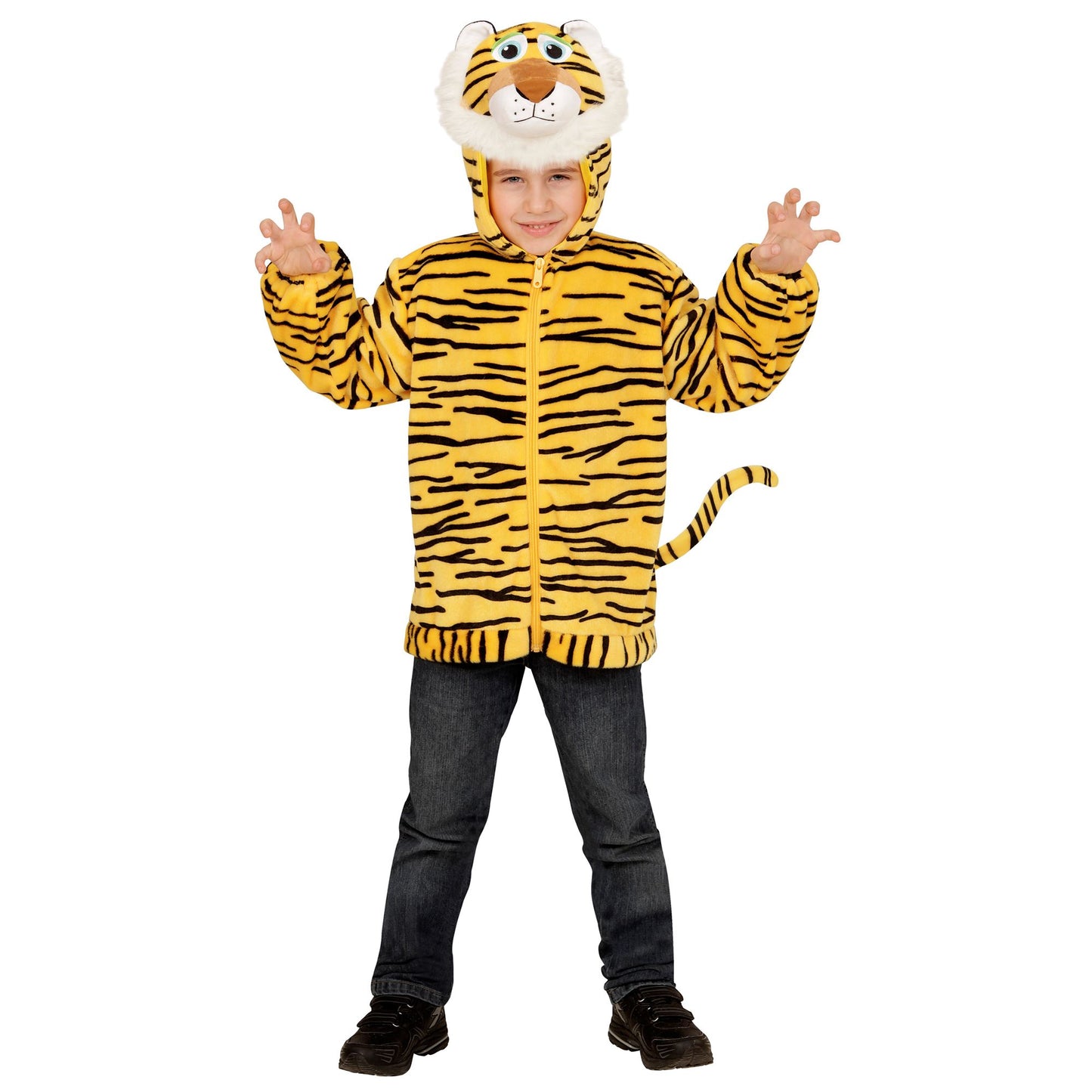 "TIGER SOFT PLÜSCHKOSTÜM" (Jacke mit Kapuze) – Vorderansicht