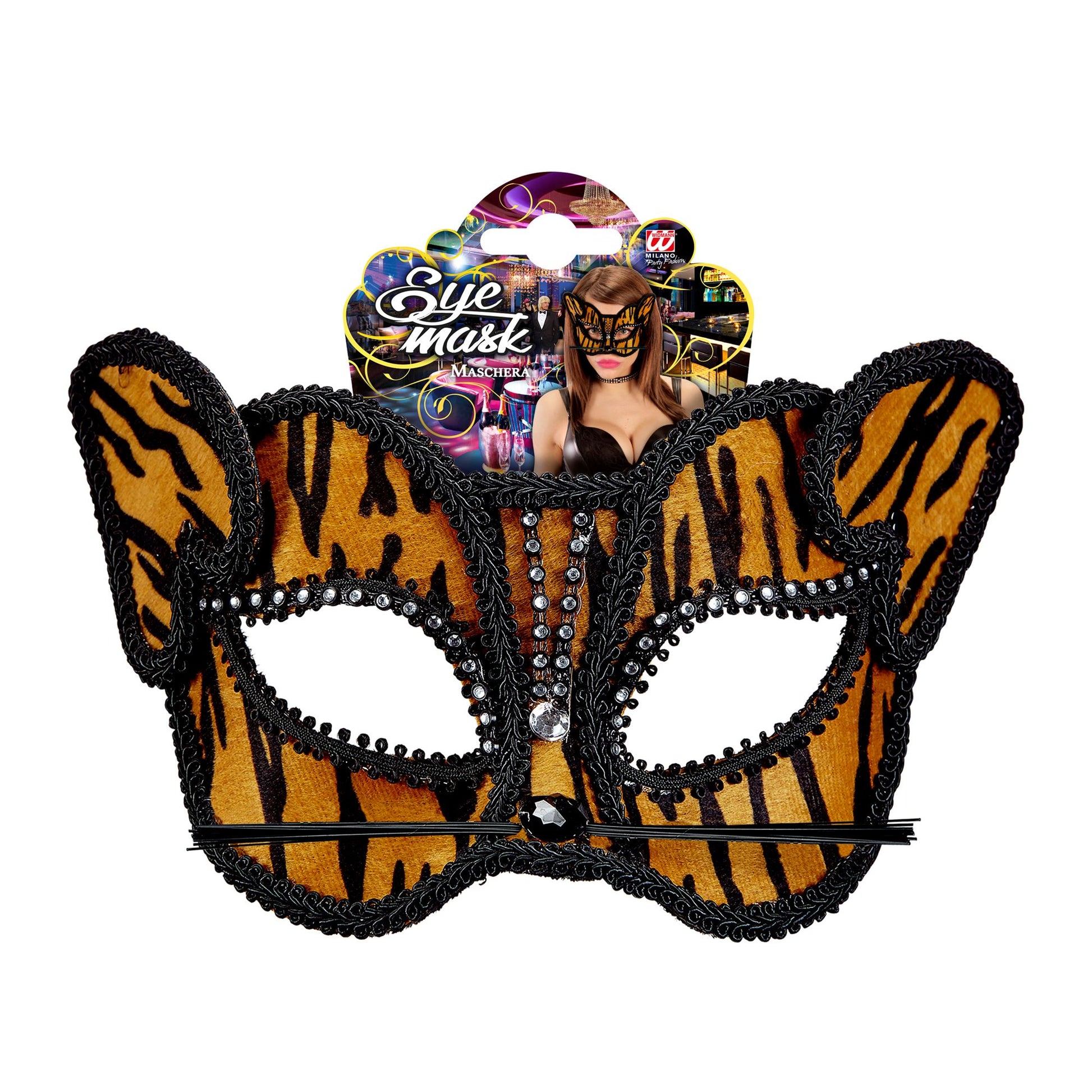 "TIGERAUGENMASKE MIT STRASS" – Detailansicht